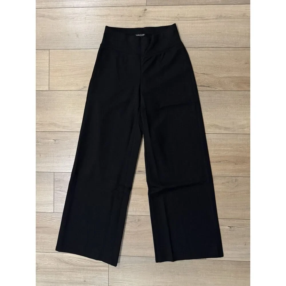 Eileen Fisher Flex Ponte High Waisted Pants Black XXS‎ NWT Womens Luxury $198
